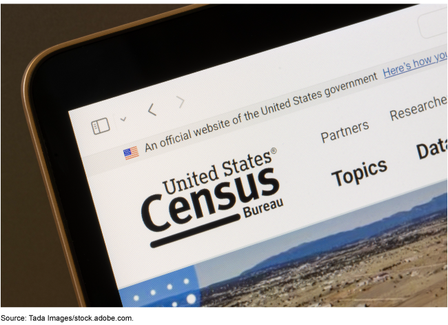  The U.S. Census Bureau website on an electronic device.