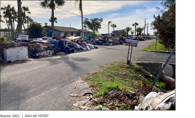 Debris from Damaged Homes Following Hurricanes Helene and Milton, 2024, Florida