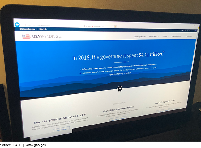 Photo of a computer screen with USAspending.gov displayed.