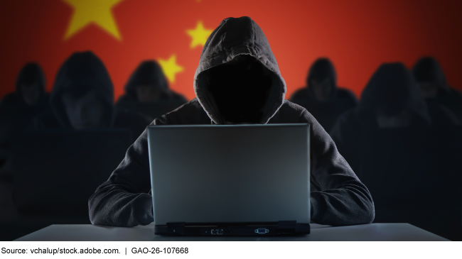 Hooded figures in front of a Chinese flag; the one in the foreground is using a laptop computer. Hooded figures in front of a Chinese flag; the one in the foreground is using a laptop computer.