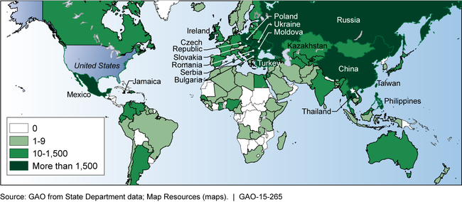 Summer Work Travel Program Participants' Countries of Origin, 2014