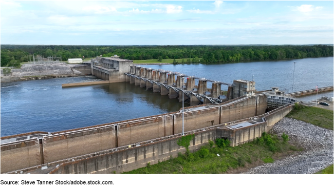 A dam built by the Army Corps of Engineers.