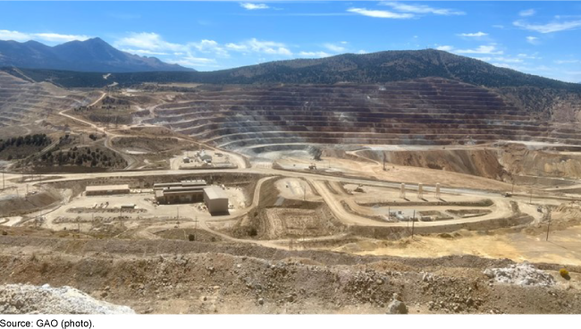 A terraced open pit mine. 