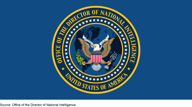 Seal of the Office of the Director of National Intelligence on a royal blue background