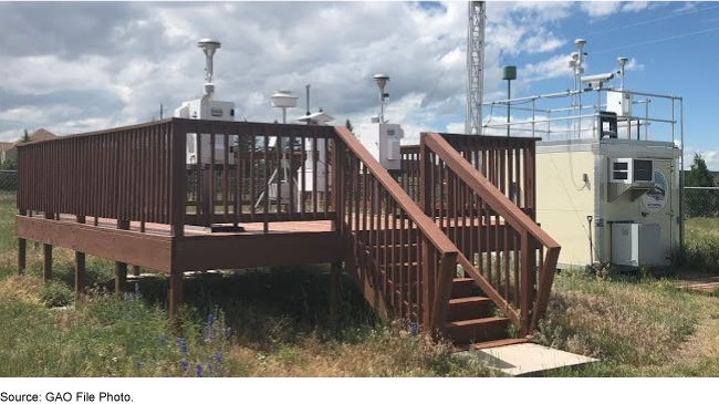 deck and equipment in a field