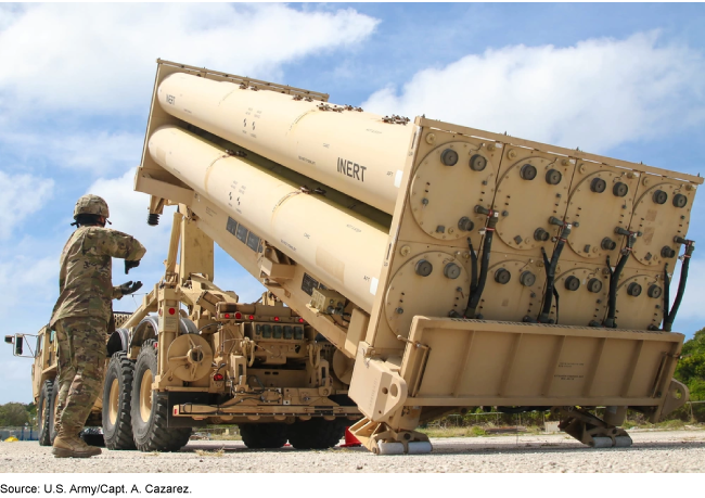 A missile defense launcher deployed in Guam.