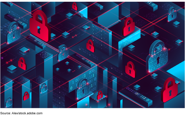 illustration of padlocks and computer code