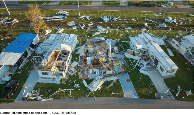 Homes destroyed by a tornado. Homes destroyed by a tornado.