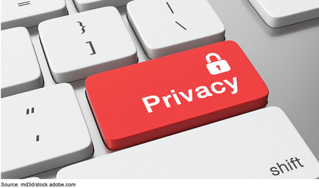 A keyboard with a red button that says privacy and has a padlock on it.