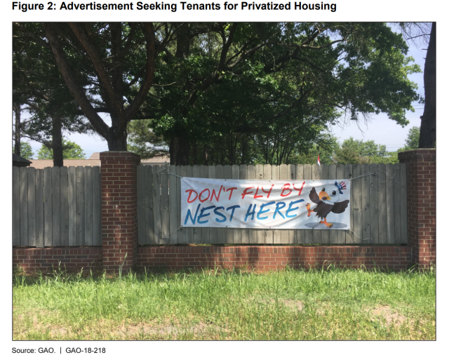 Figure showing advertisement seeking tenants for privatized housing