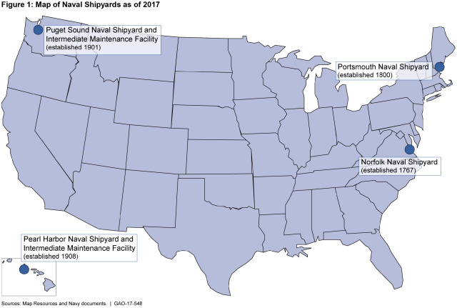 Figure 1: Map of Naval Shipyards as of 2017