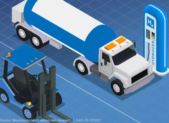 A tanker truck and forklift by a fueling station.