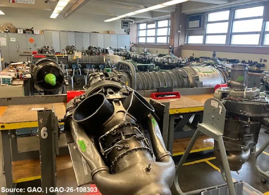 A classroom with plane engines.