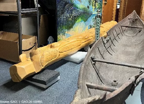 Museum artifacts lifted on makeshift mounts to prevent flood damage