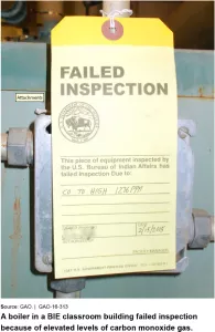 inspection tag that displays a failure