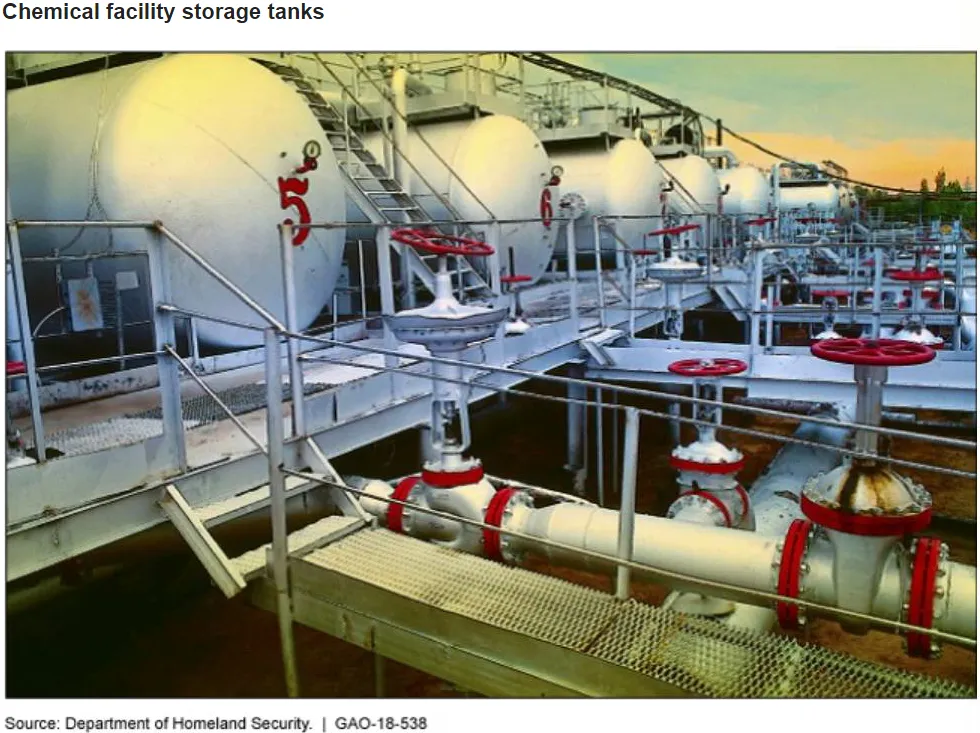 Photo of chemical facility storage tanks