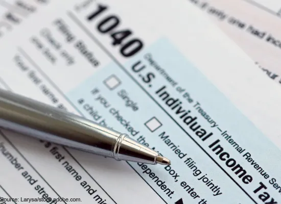 A photo of a tax form 1040.