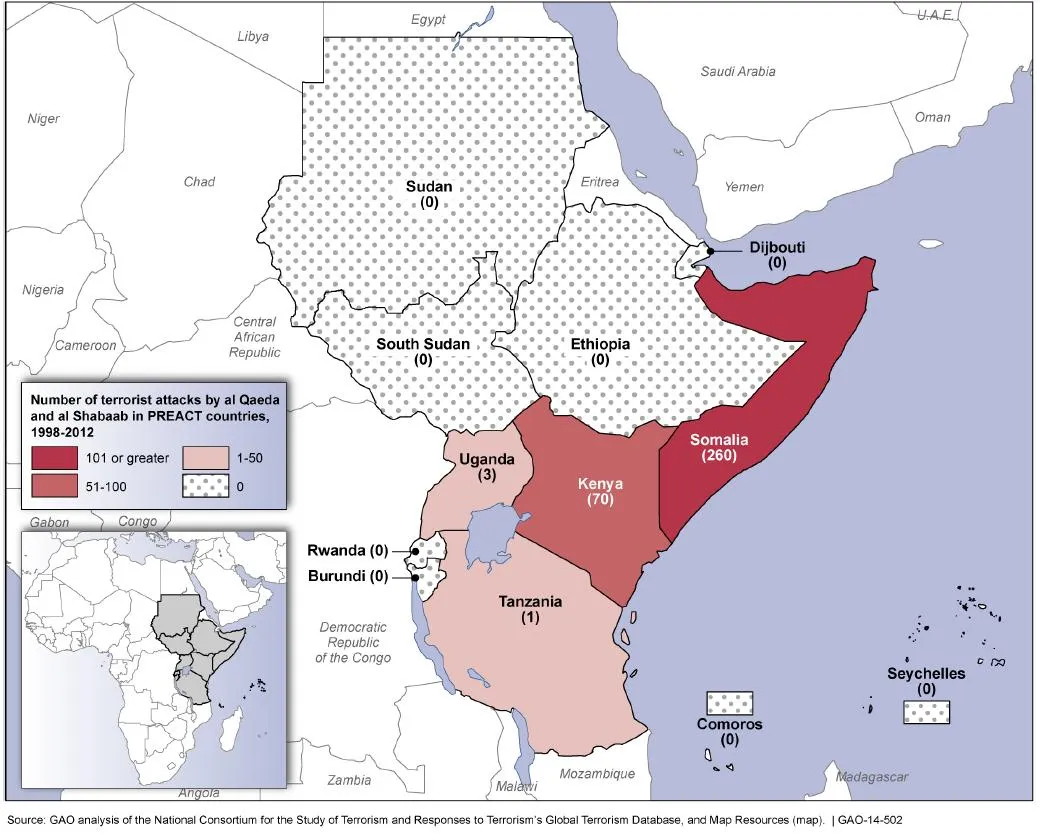 Figure 1: Reported Terrorist Attacks by al Qaeda and al Shabaab in Partnership for Regional East Africa Counterterrorism