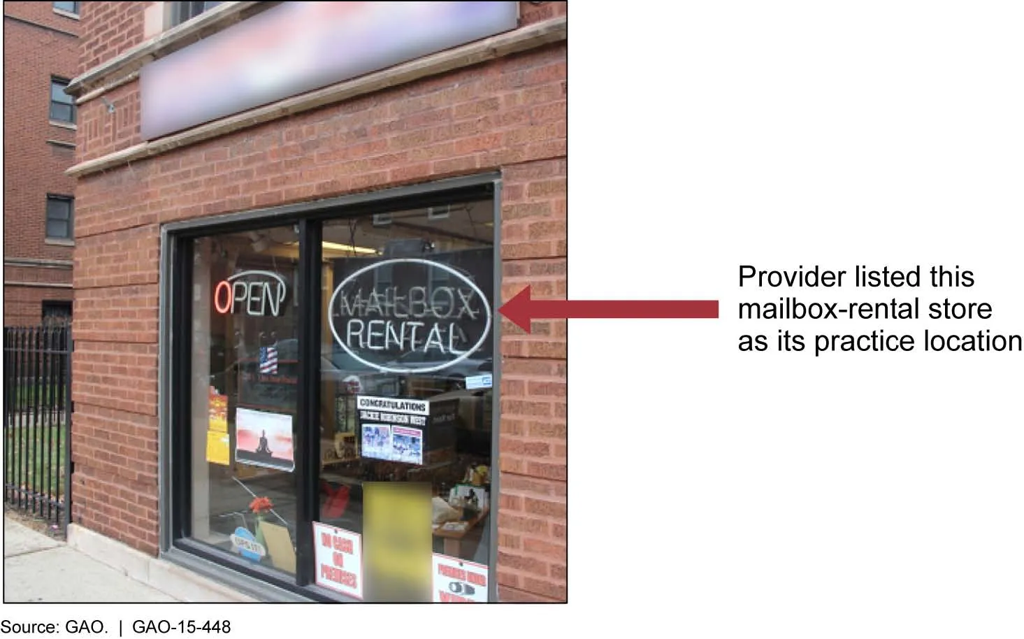 Figure 4: Mailbox Rental Store with a Suite Number Address Used as a Provider Practice Location