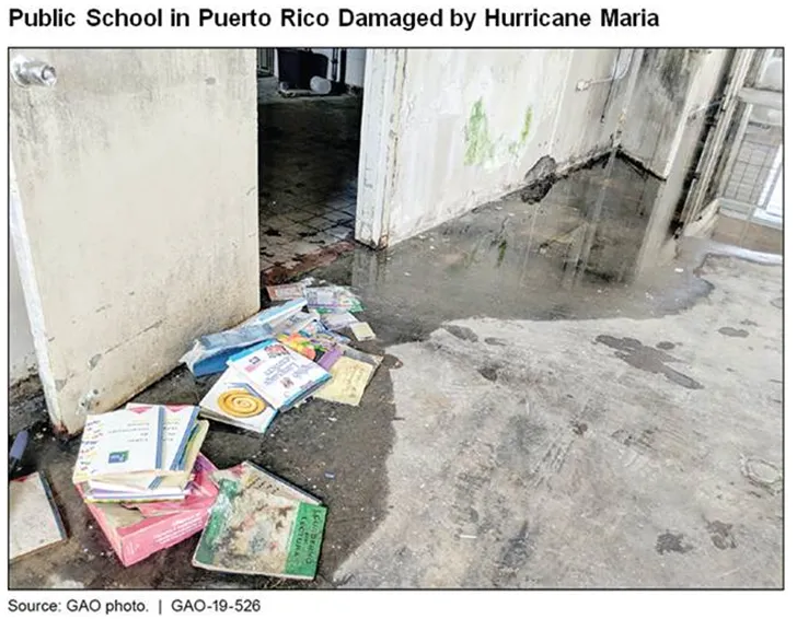 Photo Showing Public School in Puerto Rico Damaged by Hurricane Maria