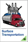 icon of an 18-wheeler truck and an ocean oil rig