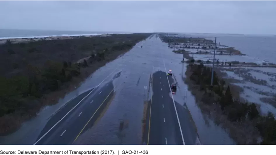 Photo showing flooding on Delaware State Route 1