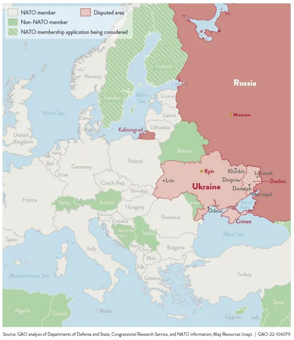 Map of Europe, October 2021–July 2022