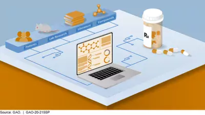 An illustration showing how Artificial Intelligence is used in health care.