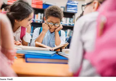 students at a table