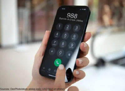 A phone where the 988 crisis line is being called.