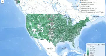 INTERACTIVE GRAPHIC: Current and full-risk flood insurance premiums, their affordability, and flood insurance takeup rates, by county