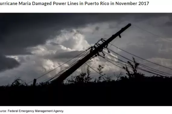 Photo of a powerline down after a hurricane in Puerto Rico