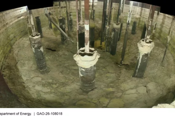 Inside an underground radioactive waste storage tank.