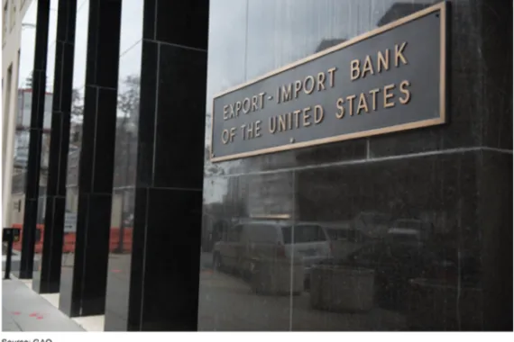 The outside of a building with a sign that says Export-Import Bank of the United States.