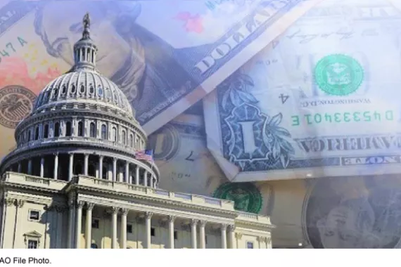 U.S. Capitol Building overlaid on cash.