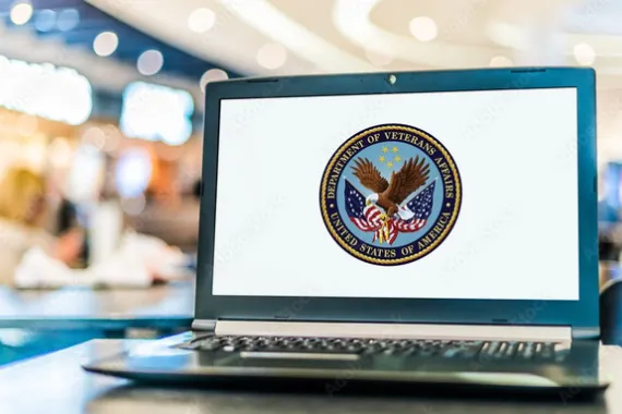 Laptop displaying seal of the Department of Veterans Affairs