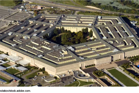 Aerial photo of the Pentagon building.