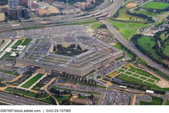 An aerial view of the United States Pentagon. 