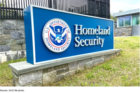 Sign in front of building that reads Homeland Security 