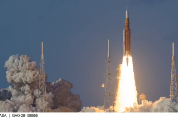 A shuttle launching
