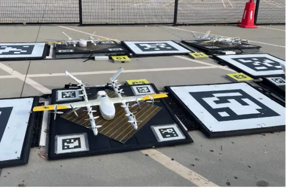 A small drone waiting to be deployed.