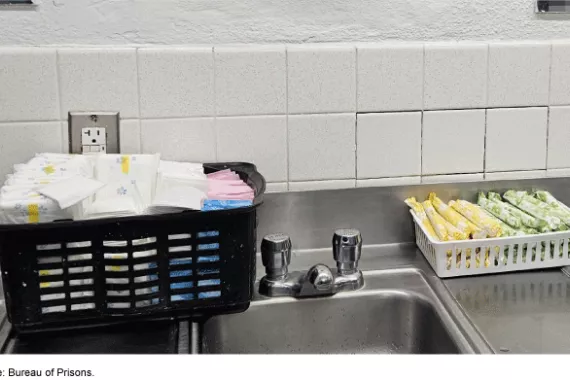 Pads, panty liners, and tampons provided to individuals at one Bureau of Prisons institution.