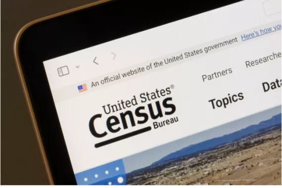  The U.S. Census Bureau website on an electronic device.