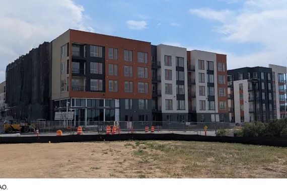 An apartment building under construction.