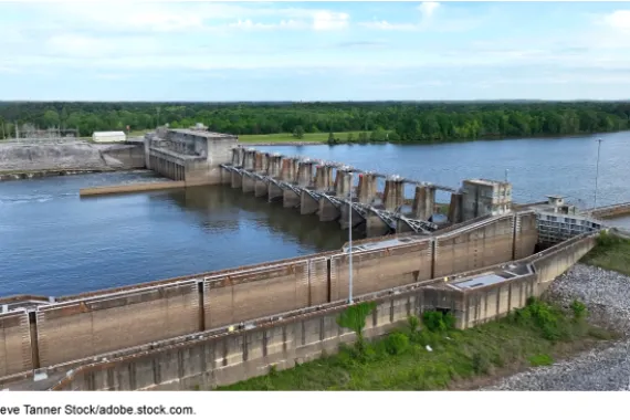 A dam built by the Army Corps of Engineers.