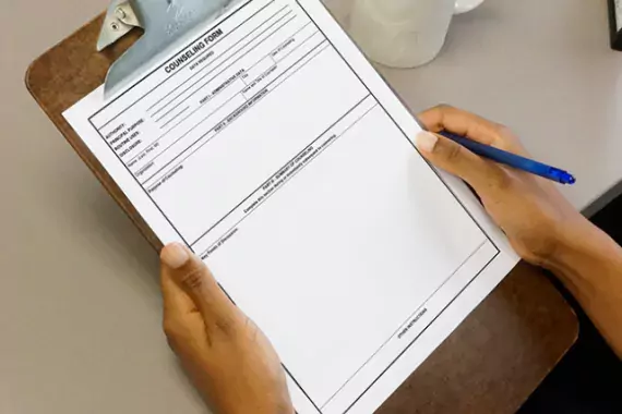 Photo Showing Counseling Form