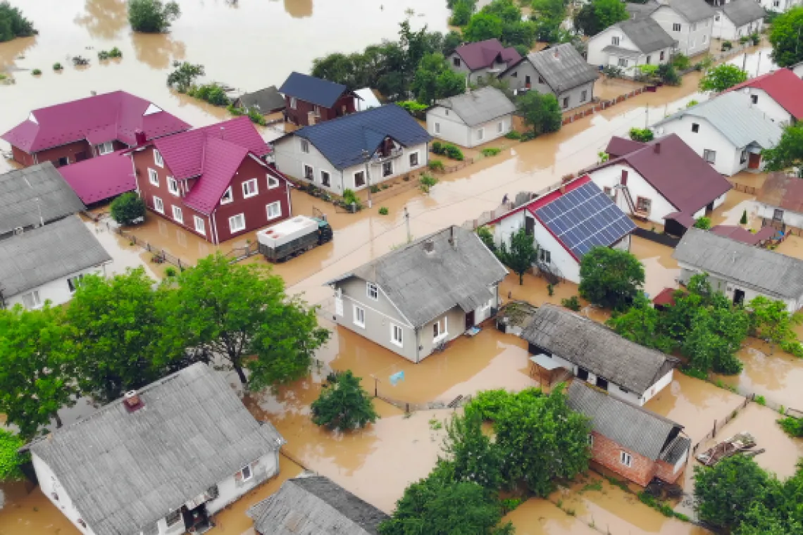 Photo of a flooded neighborhood.